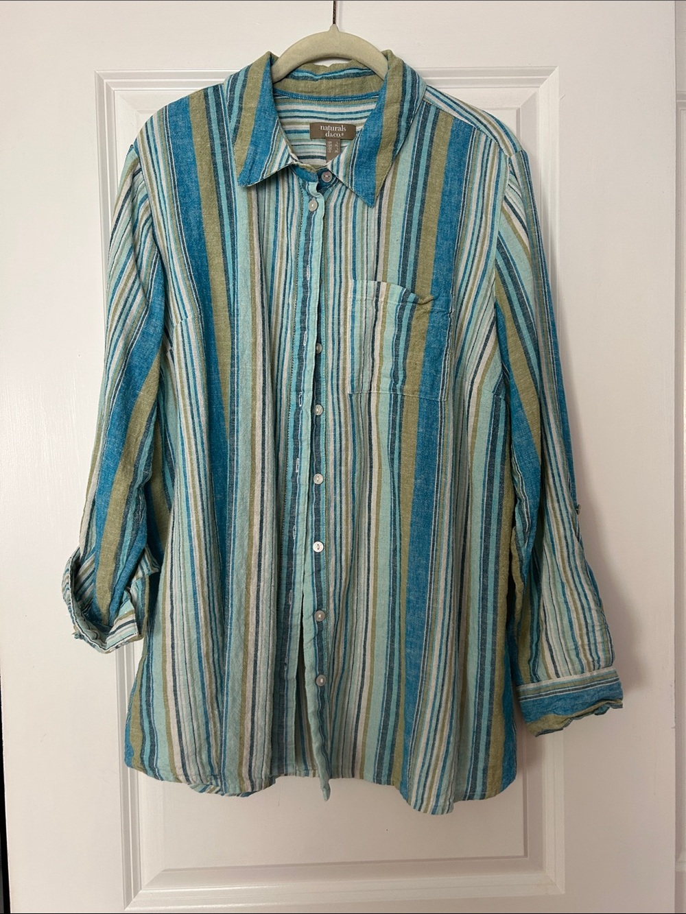 Denim&Co Naturals Striped Button-Down Shirt